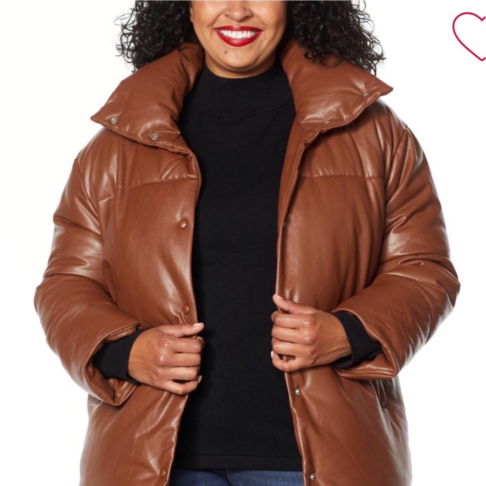 NWOT Avec Les Filles Faux Leather Puffer Jacket